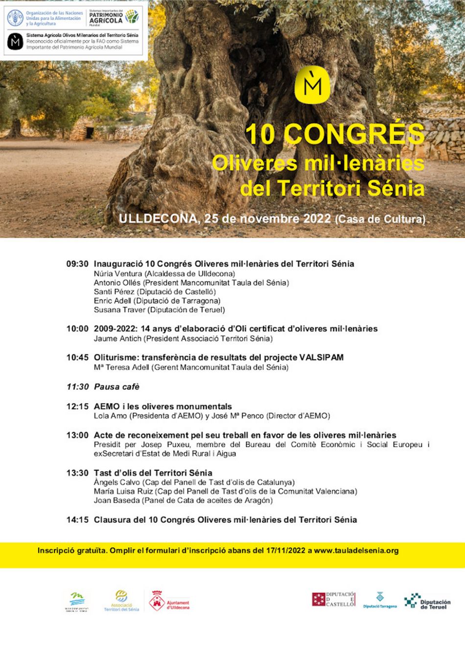 10 Congrès Oliveres mil·lenàries del Territori Sénia 10 Congrès Oliveres mil·lenàries del Territori Sénia