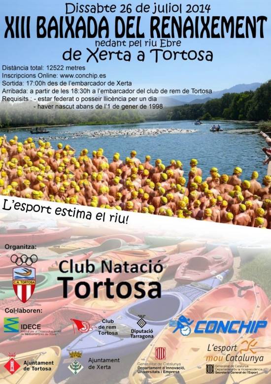 13a baixada del renaixement nedant per l�Ebre de Xerta a Tortosa