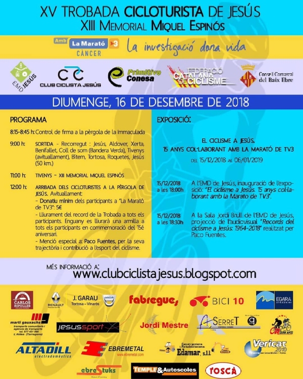 15a Trobada Cicloturista Jesús i 12è Memorial Miquel Espinós 15a Trobada Cicloturista Jesús i 12è Memorial Miquel Espinós