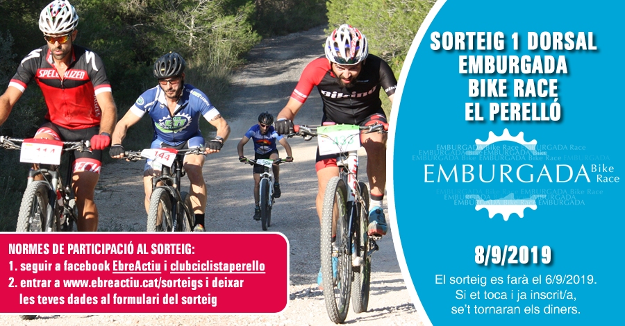 <p>Sorteig 1 dorsal per l’Emburgada Bike Race del Perell (8/9/2019)</p>