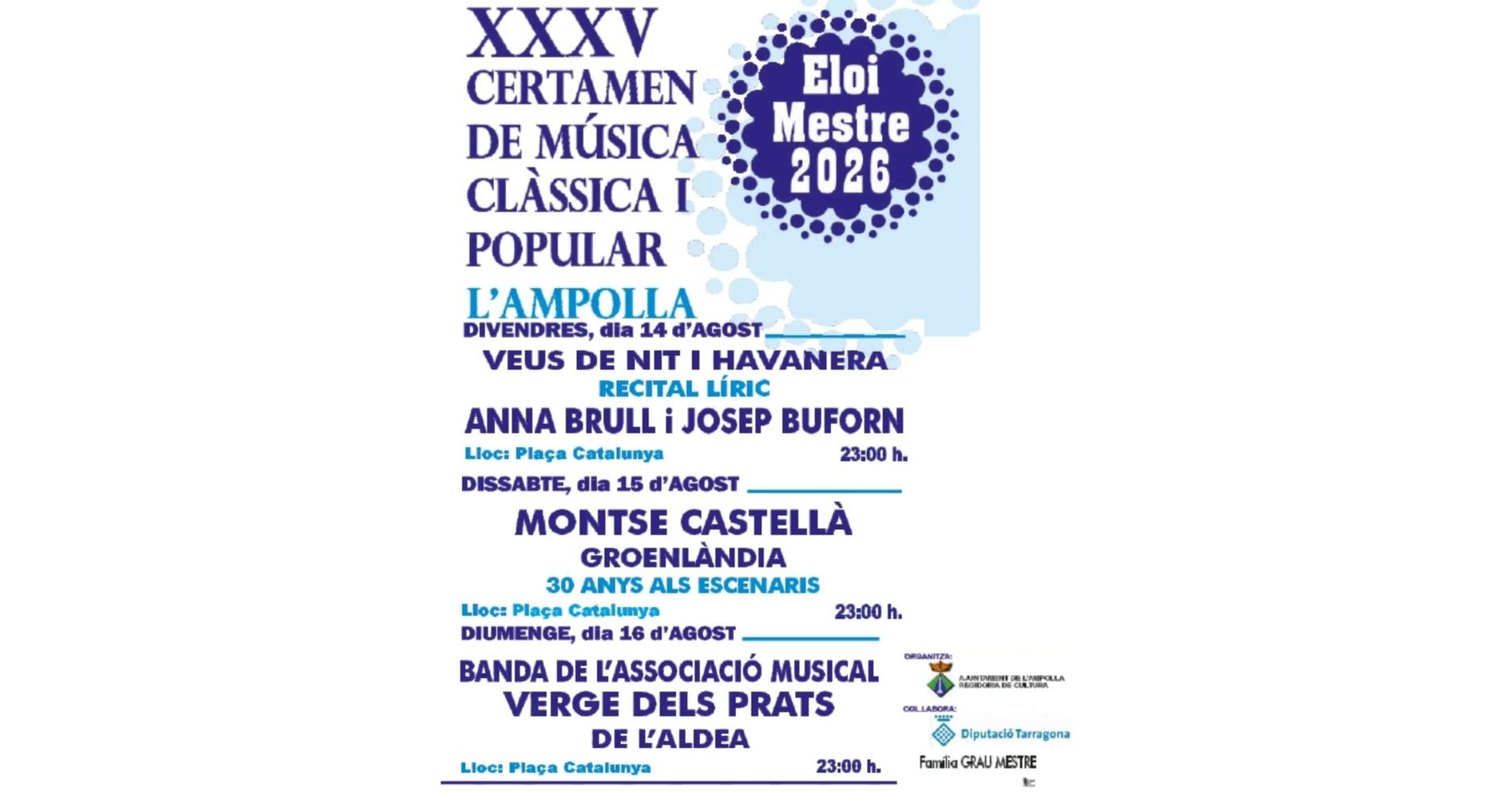 XXXV Certamen de m�sica cl�sica y popular: Recital l�rico, Anna Brull y Josep Buforn