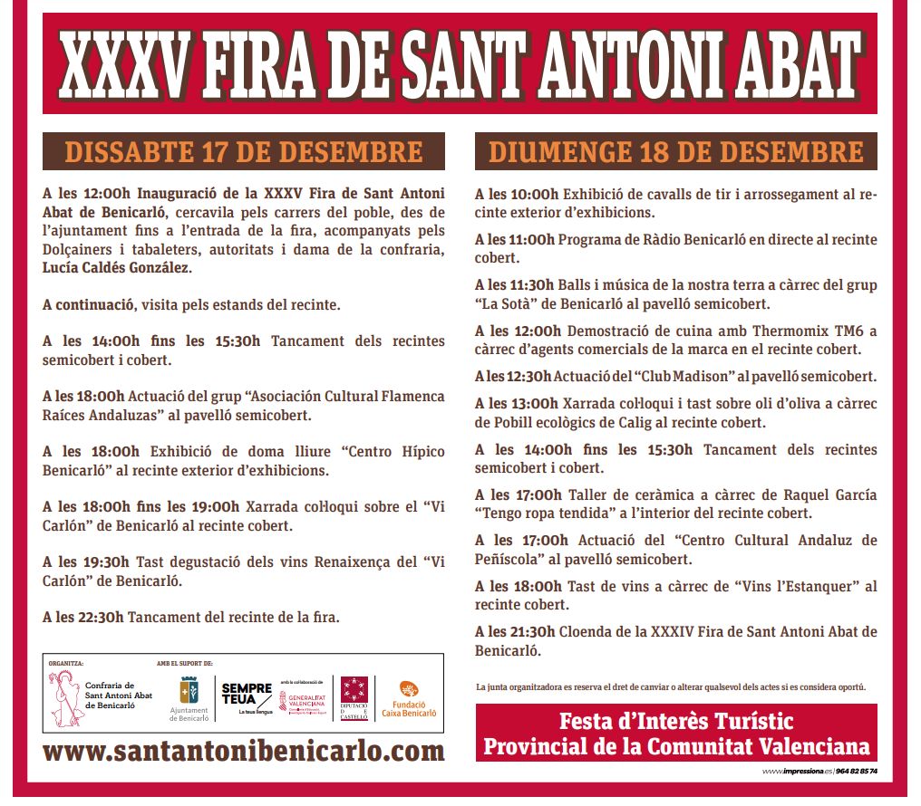 XXXV Fira de Sant Antoni Abat - Benicarló XXXV Fira de Sant Antoni Abat - Benicarló