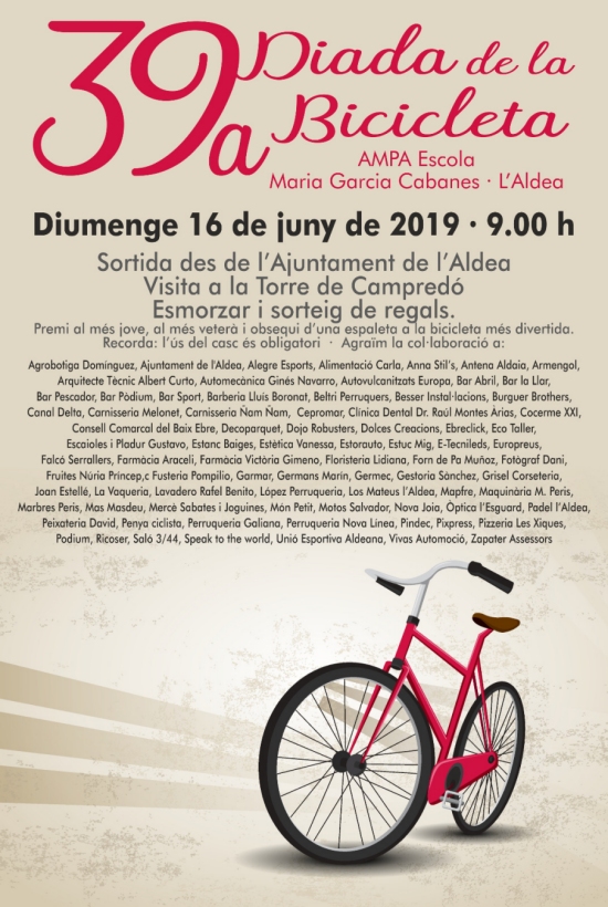 39a Diada de la Bicicleta L’Aldea 39a Diada de la Bicicleta L’Aldea