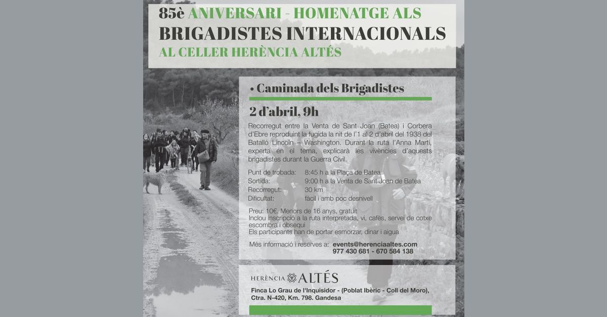 85� aniversari-homenatge als Brigadistes internacionals: Caminada dels Brigadistes