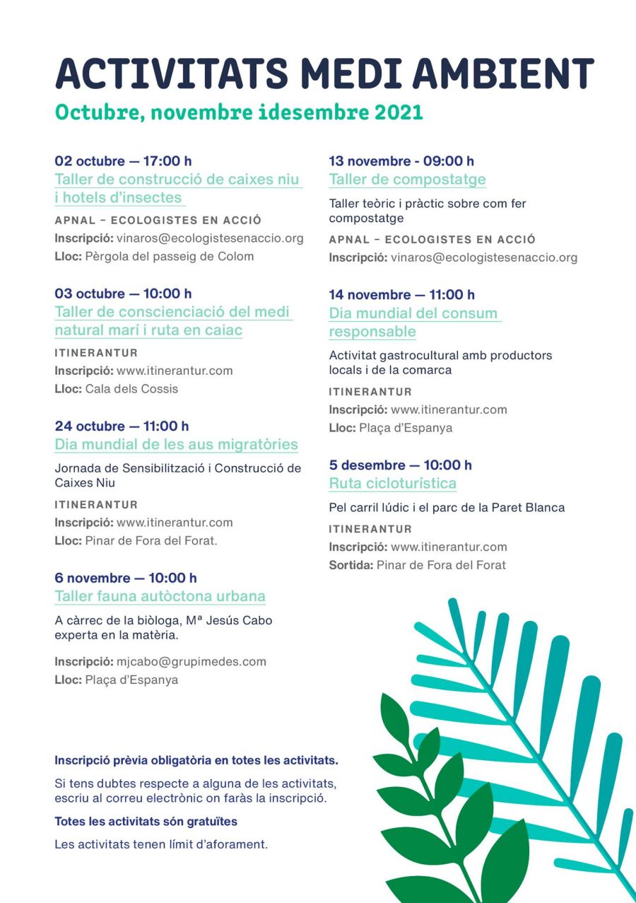 Activitats Medi Ambient a Vinaròs Activitats Medi Ambient a Vinaròs