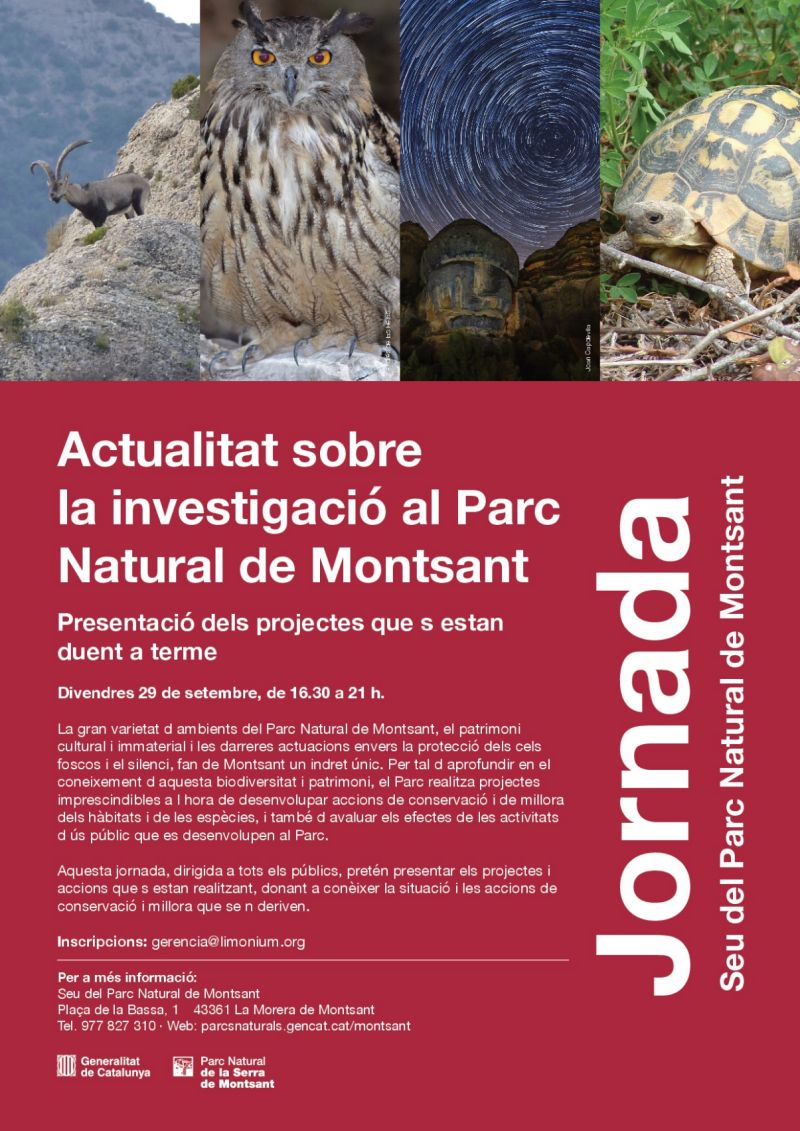 Jornada de presentació dels projectes que s’hi estan duent a terme al Parc Natural de Montsant Jornada de presentació dels projectes que s’hi estan duent a terme al Parc Natural de Montsant