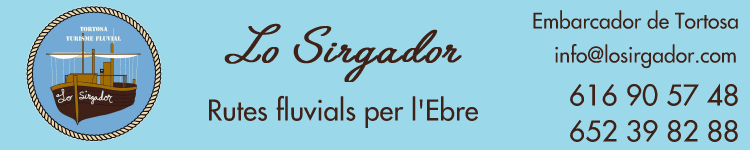 Lo Sirgador, llagut turstic. Activitats al riu Ebre i a la Via Verda
