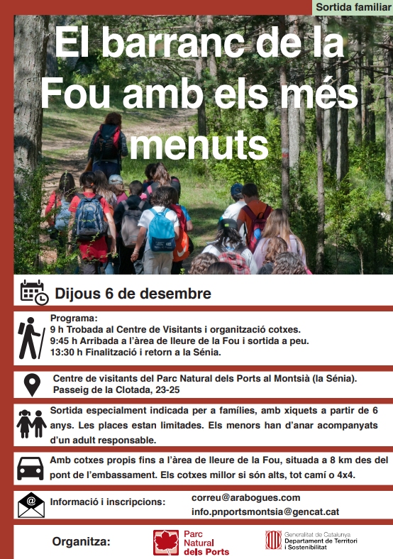 El barranc de la Fou amb els més menuts El barranc de la Fou amb els més menuts