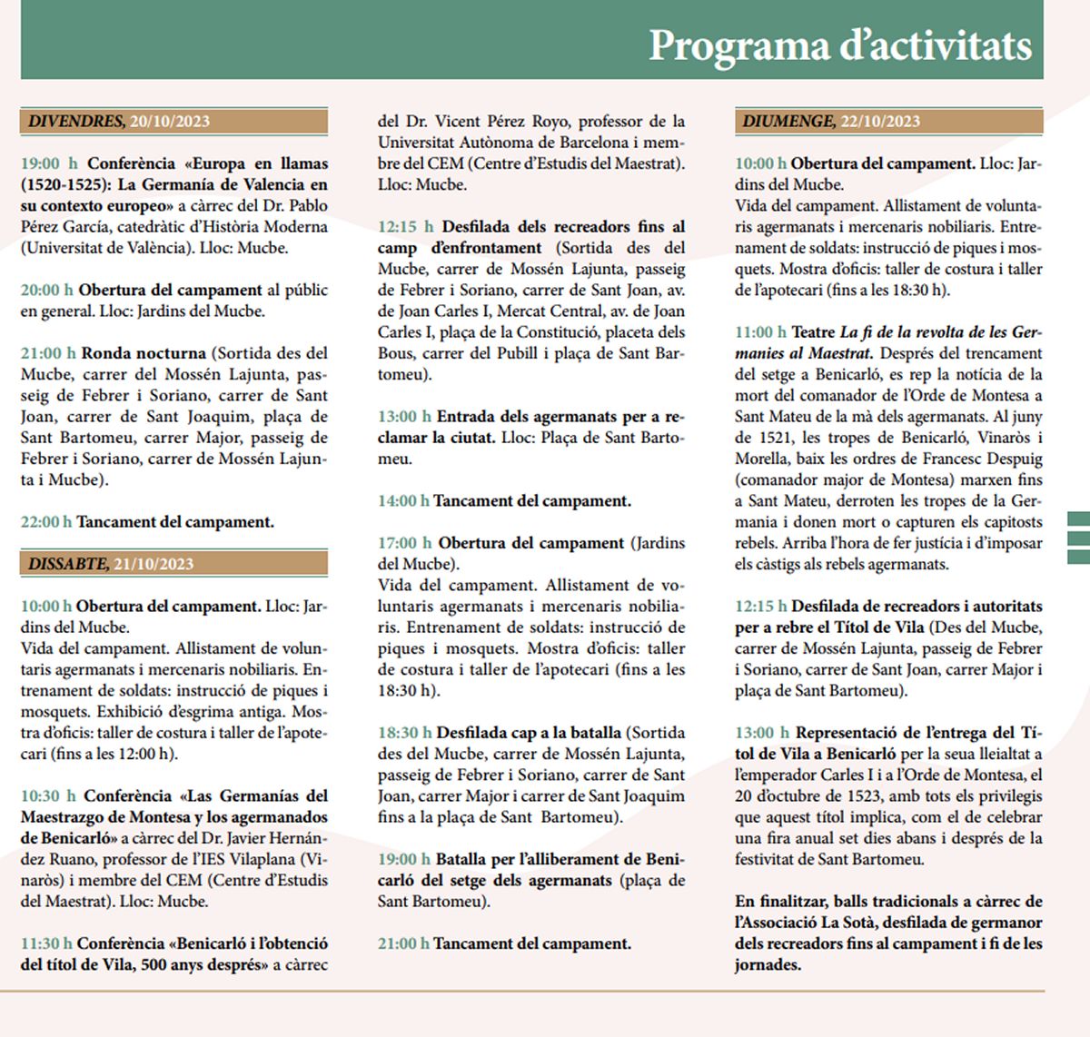 Benicarl� conmemora con una recreaci�n hist�rica los 500 a�os de la concesi�n del t�tulo de Vila | EbreActiu.cat, revista digital de ocio activo | Terres de l&rsquo;Ebre...