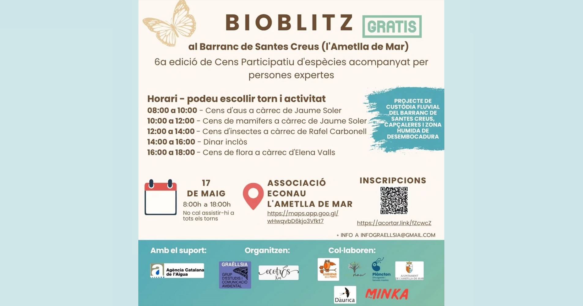 Bioblitz al barranc de Santes Creus. 6� Cens participatiu d�esp�cies
