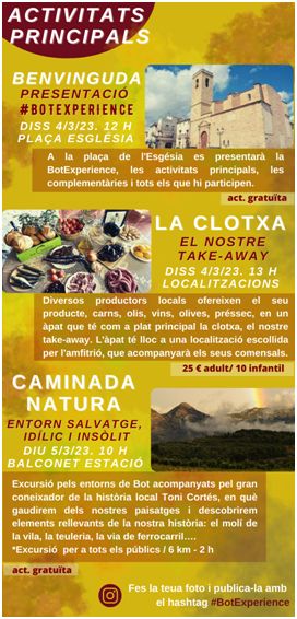 Bot Experience. Turisme, gastronomia i natura Bot Experience. Turisme, gastronomia i natura