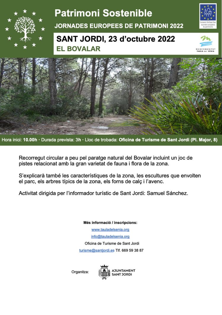 JEP2022 - Recorregut circular a peu del paratge natural del Bovalar de Sant Jordi JEP2022 - Recorregut circular a peu del paratge natural del Bovalar de Sant Jordi