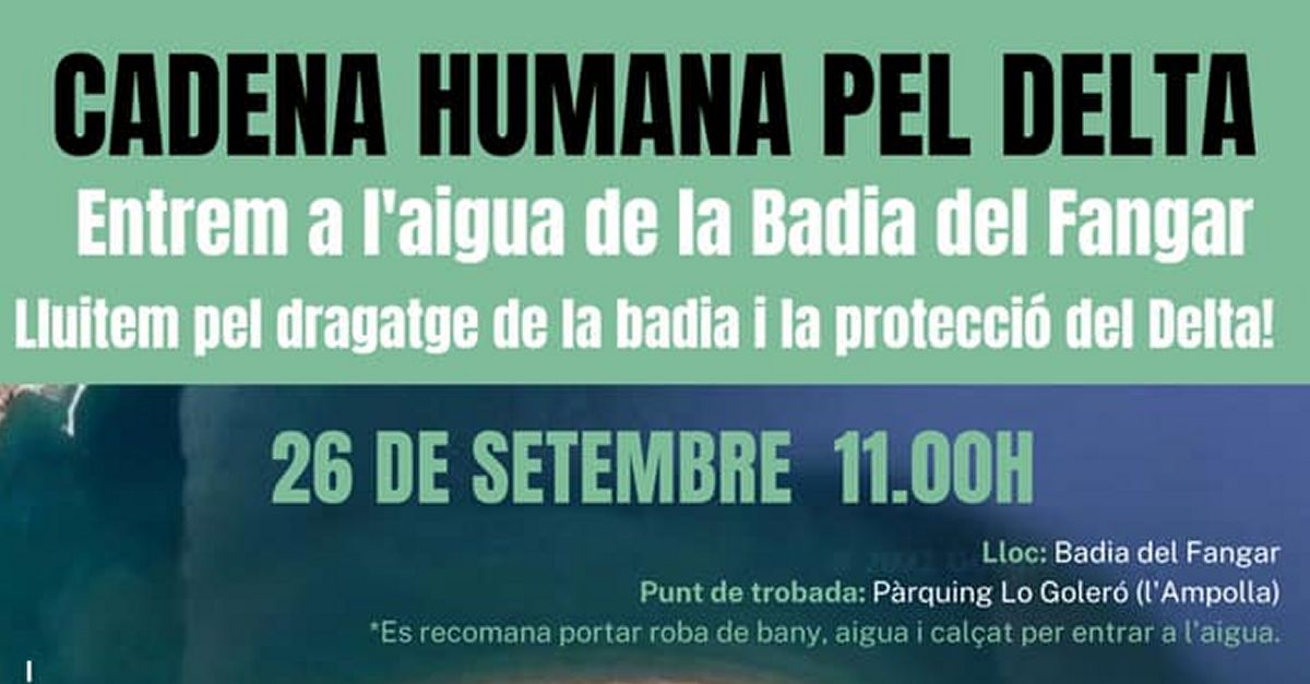 Cadena humana pel Delta. Entrem a l�aigua de la badia del Fangar