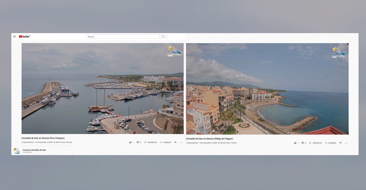El port pesquer i la platja de lAlguer de lAmetlla de Mar en temps real al Youtube de Turisme