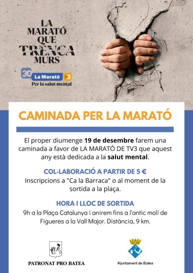 Caminada per la Marató de TV3 a Batea Caminada per la Marató de TV3 a Batea