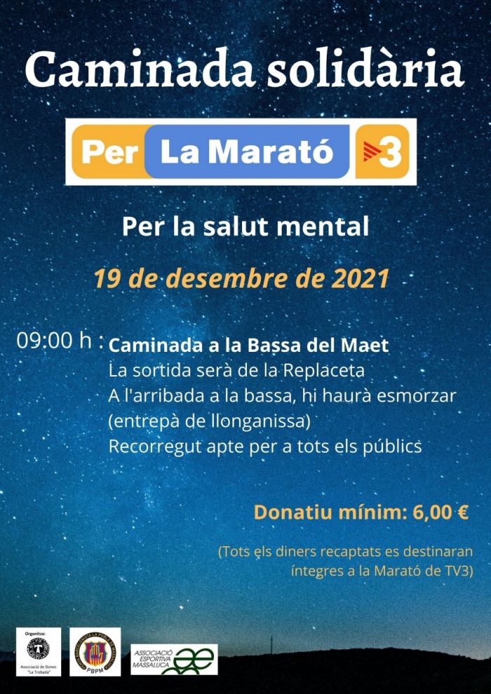 Caminada solidària per la Marató de TV3 a la Pobla de Massaluca Caminada solidària per la Marató de TV3 a la Pobla de Massaluca