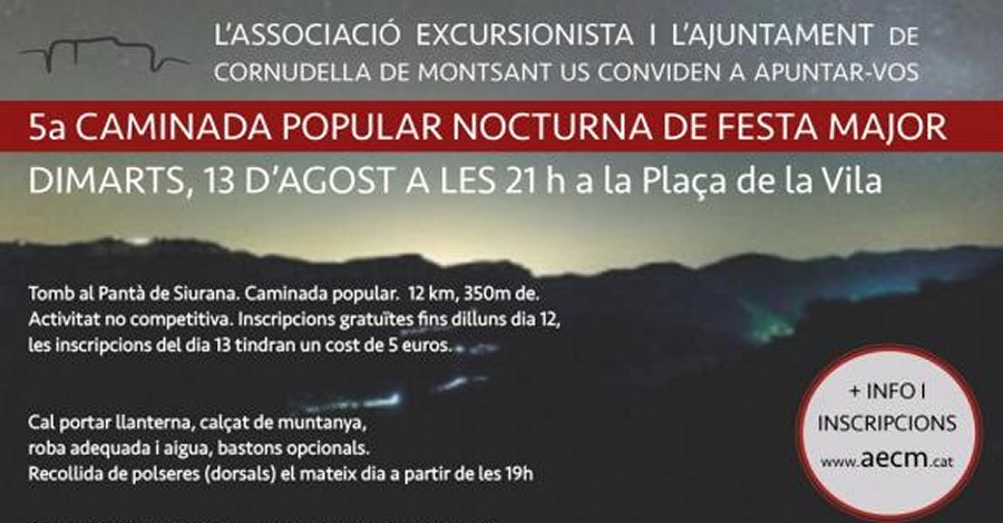 V Caminada popular nocturna al pant� de Siurana