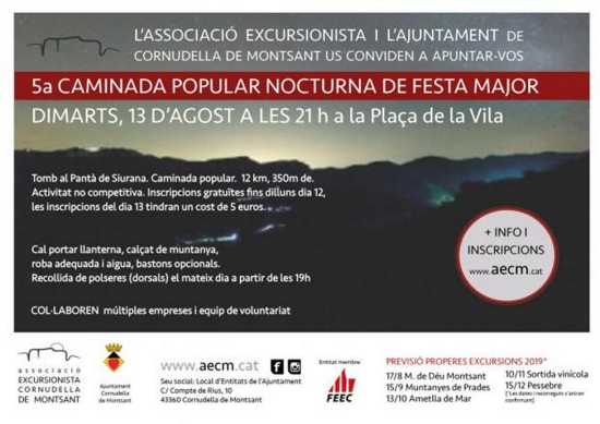 V Caminada popular nocturna al pant� de Siurana