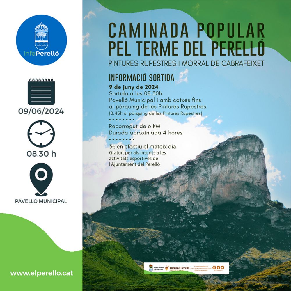 Caminada popular pel terme del Perelló: pintures rupestres i Morral de Cabrafeixet Caminada popular pel terme del Perelló: pintures rupestres i Morral de Cabrafeixet