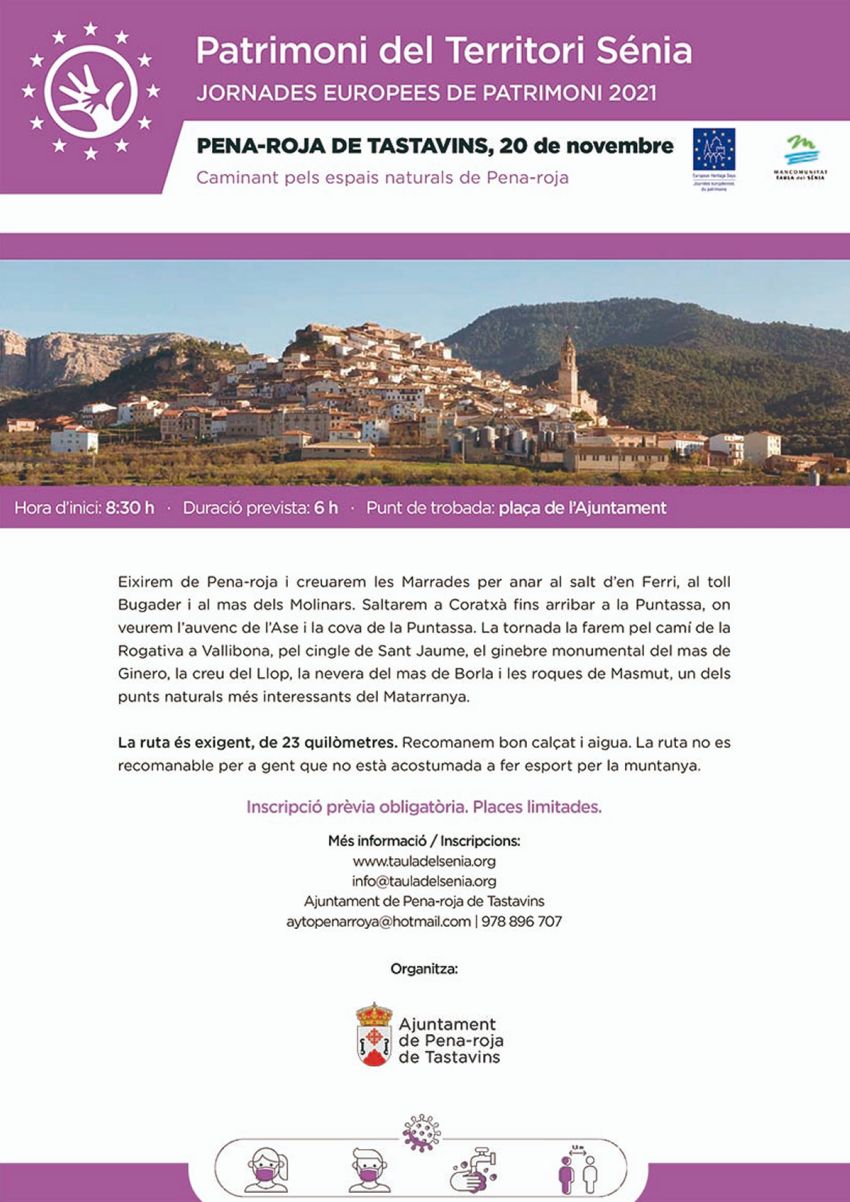 Patrimoni Territori Sénia: Caminant pels espais naturals de Pena-roja de Tastavins Patrimoni Territori Sénia: Caminant pels espais naturals de Pena-roja de Tastavins