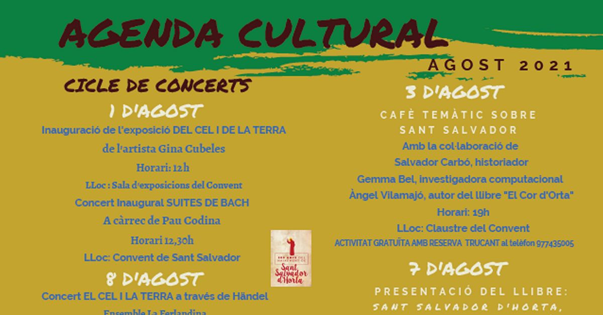 Agenda cultural Horta de Sant Joan - Agosto 2021