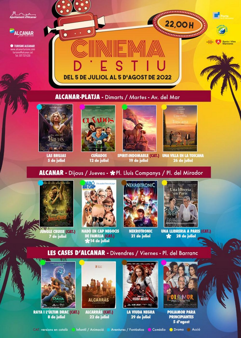 Cinema d�estiu a Alcanar, Alcanar-Platjar i les Cases