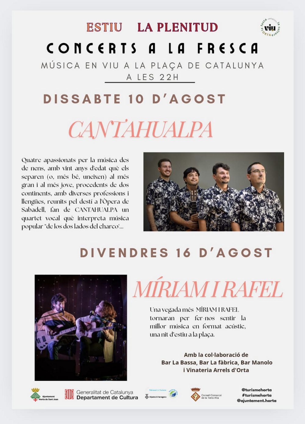 Concerts a l�estiu a Horta de Sant Joan: M�riam i Rafel
