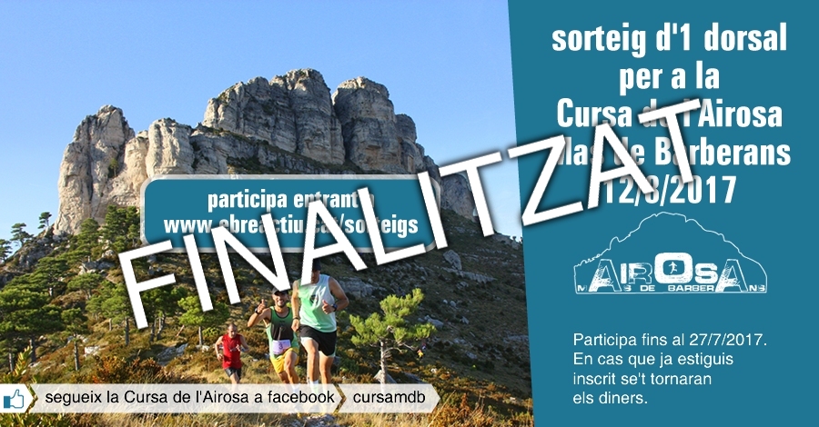 <p>Sorteig: 1 dorsal per a la  3a Cursa de l’Airosa - Mas de Barberans 12/8/2017</p>
