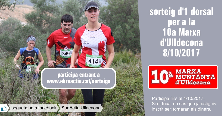 <p>sorteig 1 dorsal per a la Marxa d’Ulldecona (8/10/2017)</p>
