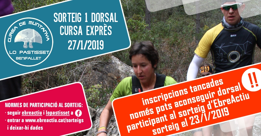 <p>Sorteig 1 dorsal per a la 10a Cursa Exprs Lo Pastisset de Benifallet 27/1/2019</p>