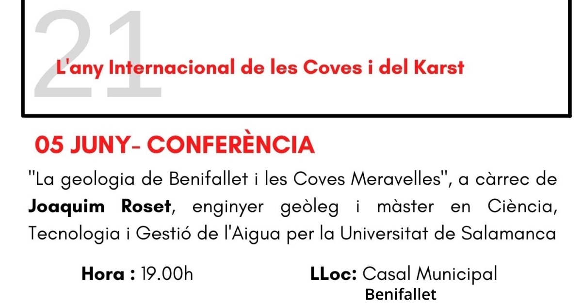 Conferencia: La geolog�a de Benifallet y las Cuevas Meravelles