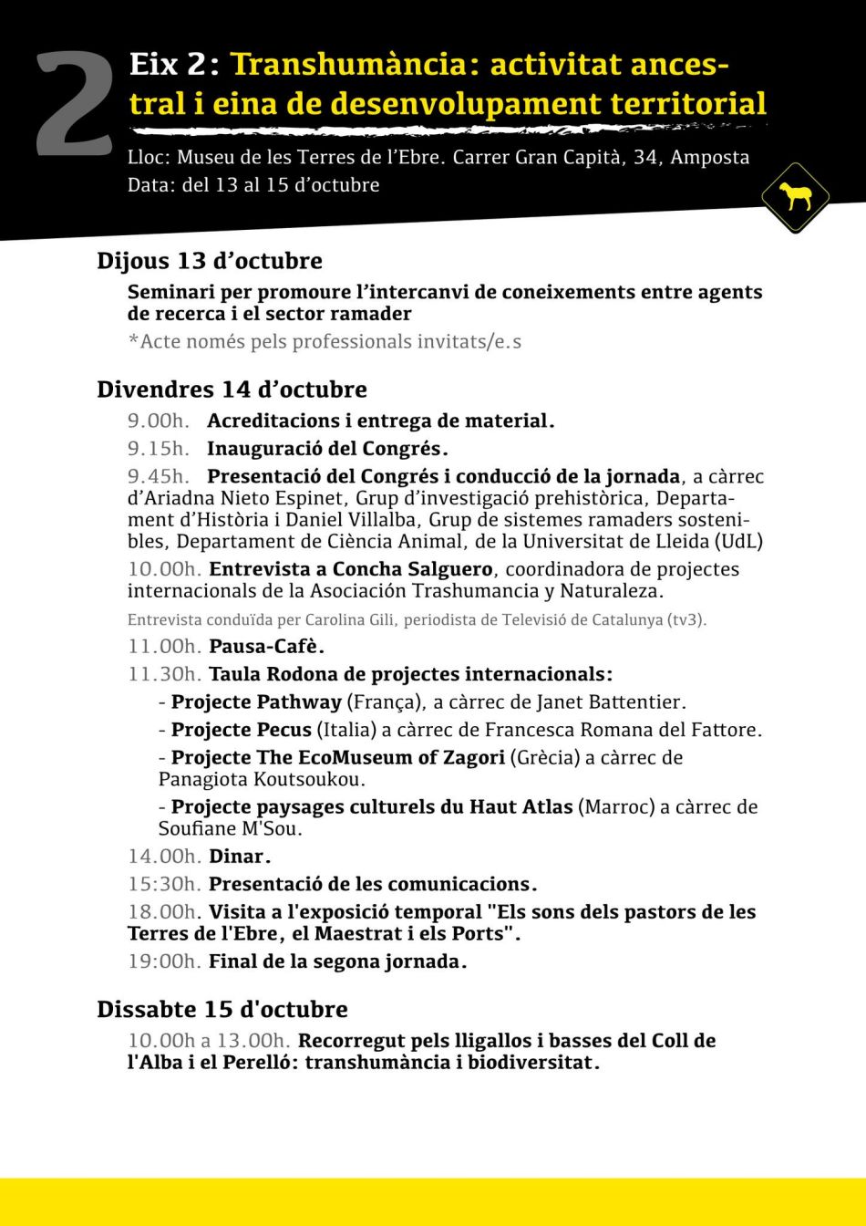 II Congrés de Transhumància i Camins Ramaders II Congrés de Transhumància i Camins Ramaders
