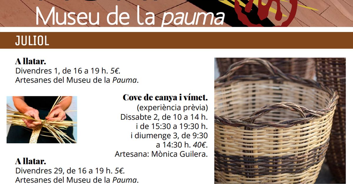 Cursos al Museu de la Pauma: Cove de canya i v�met
