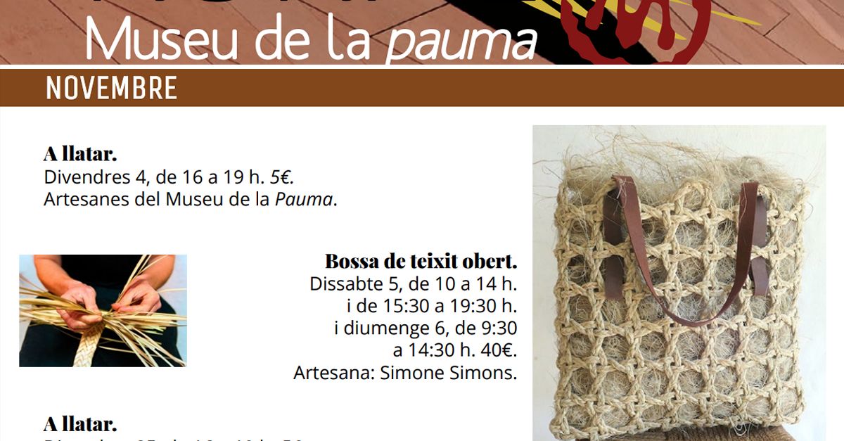 Cursos al Museu de la Pauma: Bossa de teixit obert Cursos al Museu de la Pauma: Bossa de teixit obert