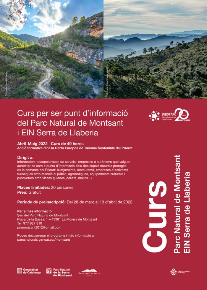 Inscripcions al Curs per ser punt d’informació del PN del Montsant i EIN Serra de Llaberia Inscripcions al Curs per ser punt d’informació del PN del Montsant i EIN Serra de Llaberia