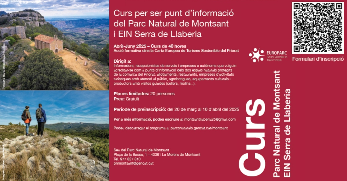 Curs per ser punt d’informació del Parc Natural del Montsant i EIN Serra de Llaberia Curs per ser punt d’informació del Parc Natural del Montsant i EIN Serra de Llaberia