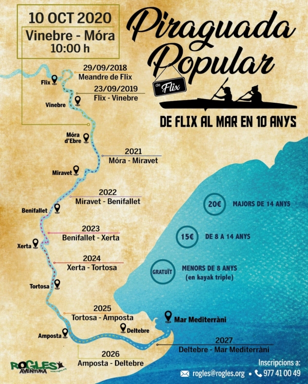 Piraguada popular de Flix al mar en 10 anys: Vinebre-M�ra