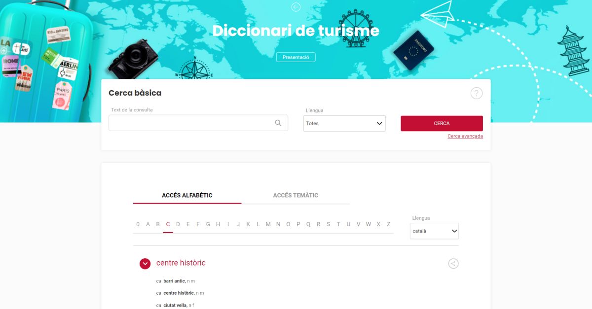 El TERMCAT i Turisme de la Generalitat de Catalunya presenten en lnia el Diccionari de turisme