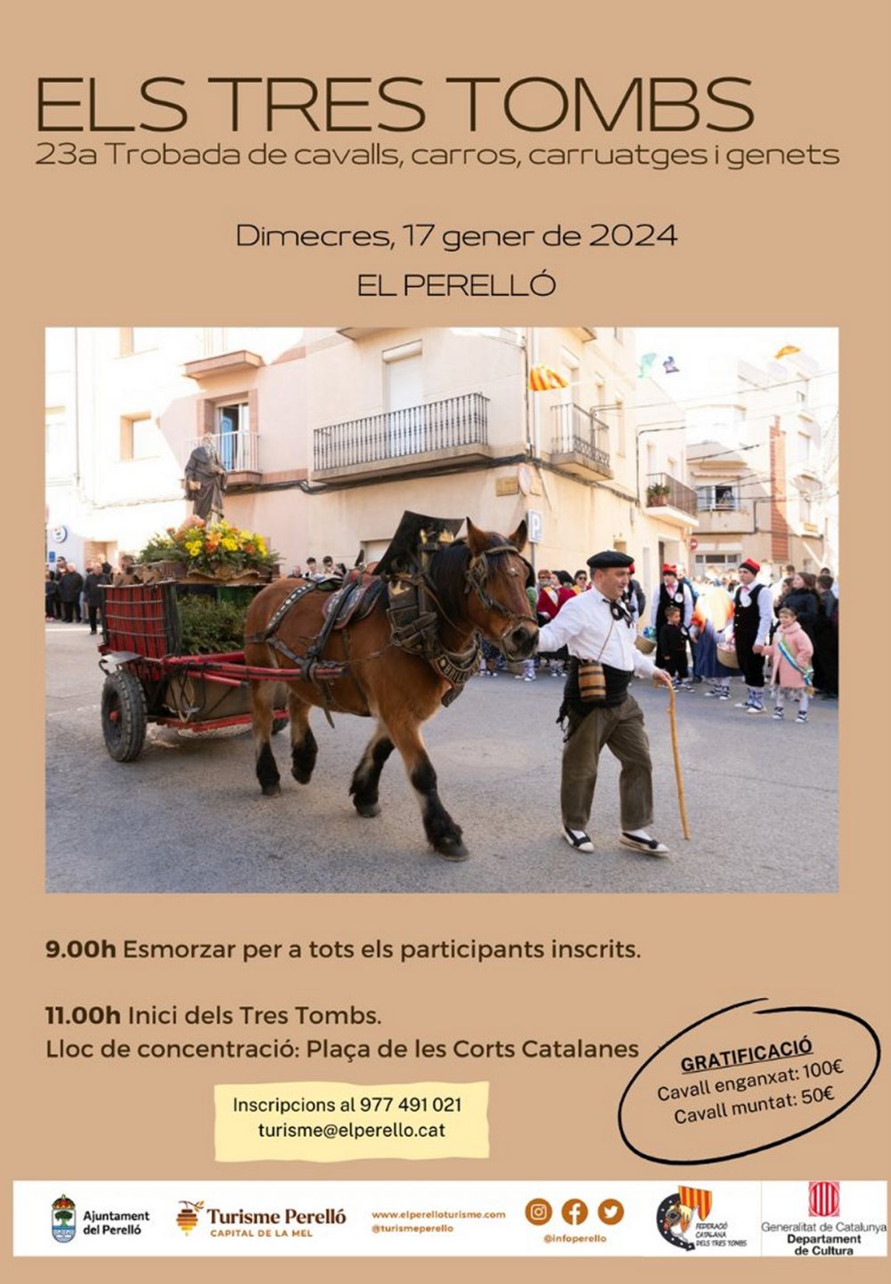 Els Tres Tombs. 23a Trobada de cavalls, carros, carruatges i genets del Perell�