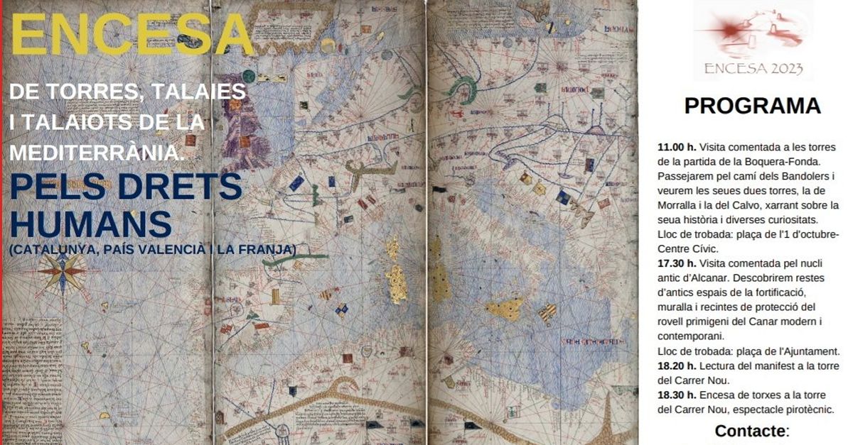 Encesa de torres, talaies i talaiots de la Mediterr�nia pels drets humans Alcanar