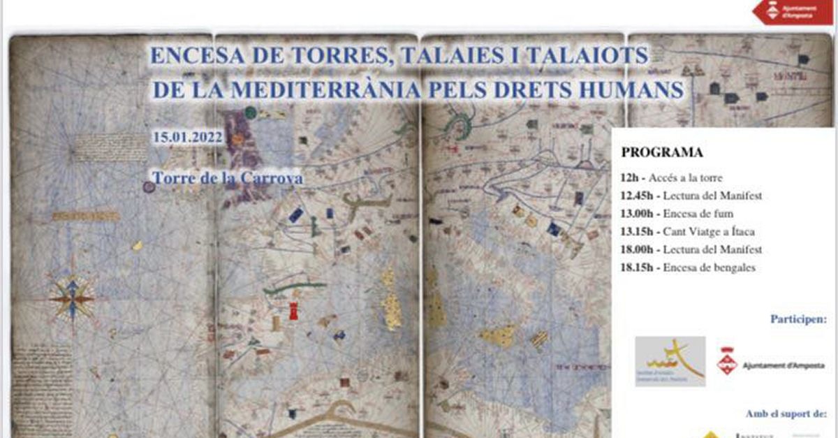 Encesa de torres, talaies i talaiots de la Mediterr�nia pels drets humans: Torre de la Carrova d&rsquo;Amposta