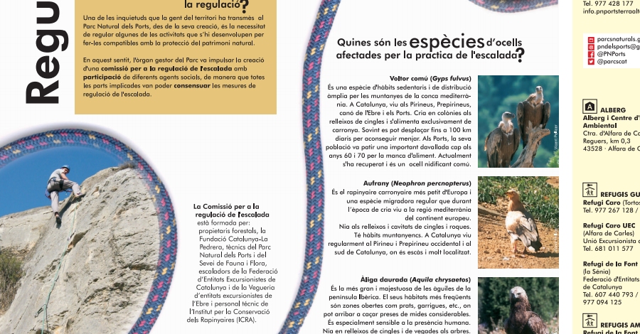 Es reedita el mapa de la Regulaci de lescalada al Parc Natural dels Ports