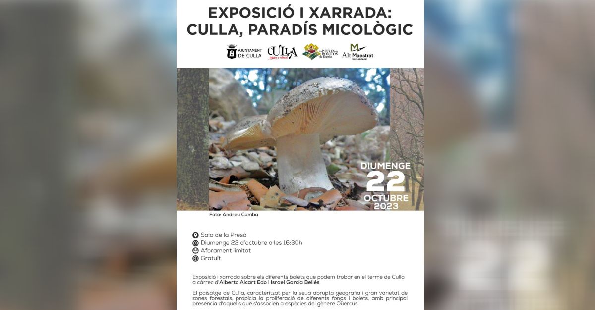 Exposició i xerrada: Culla, paradís micològic Exposició i xerrada: Culla, paradís micològic