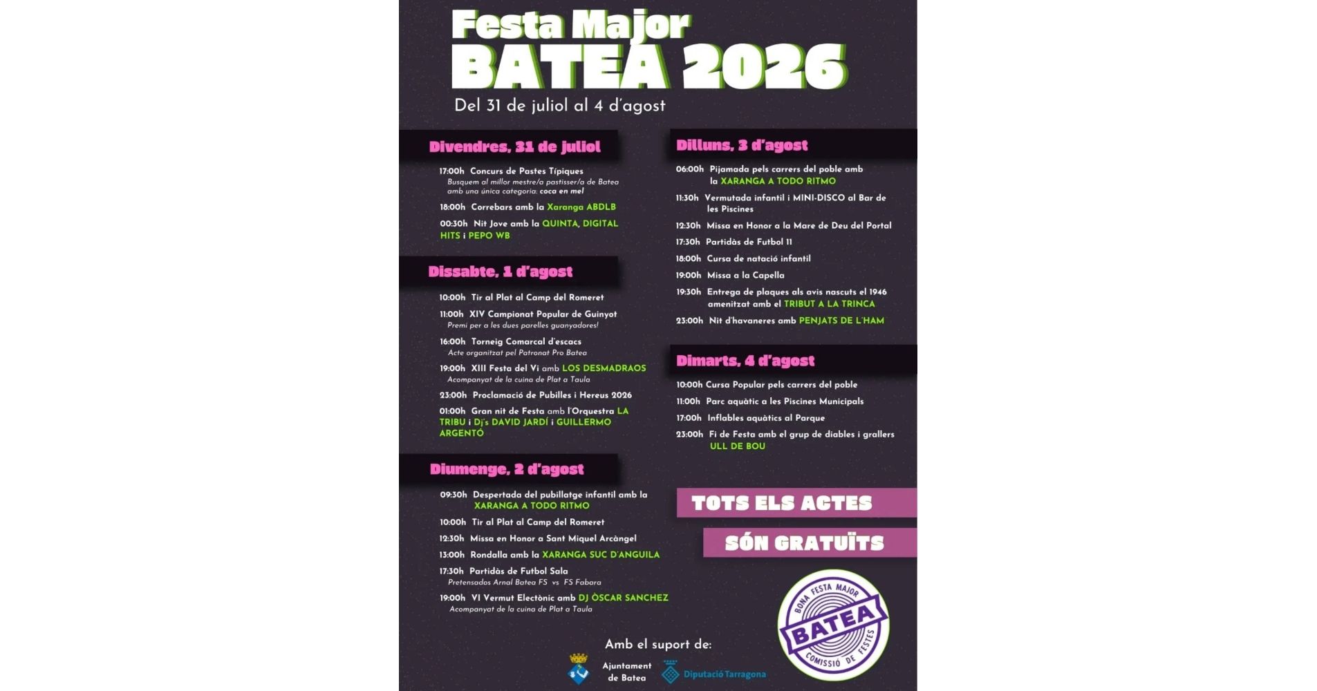 Festa Major de Batea 2026
