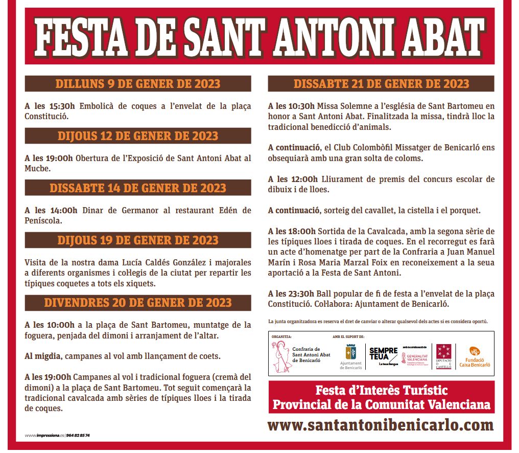 Festa de Sant Antoni Abat Benicarl� 2023