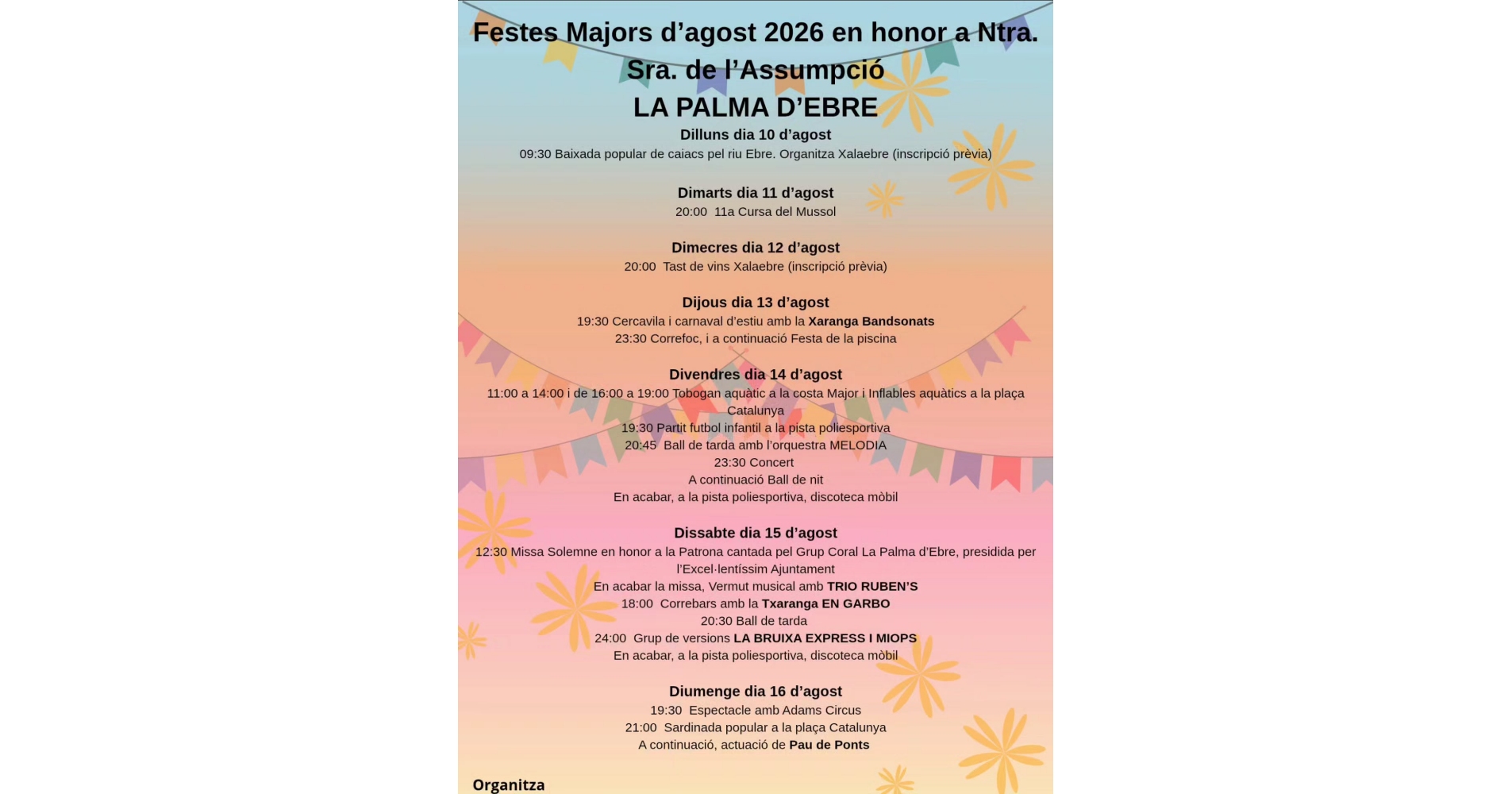 Festes Majors de La Palma d�Ebre 2026