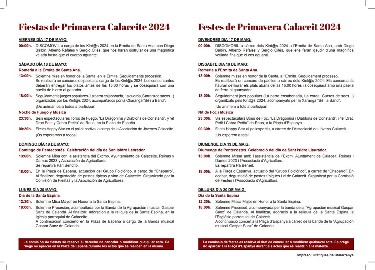 Festes de primavera de Calaceit Festes de primavera de Calaceit