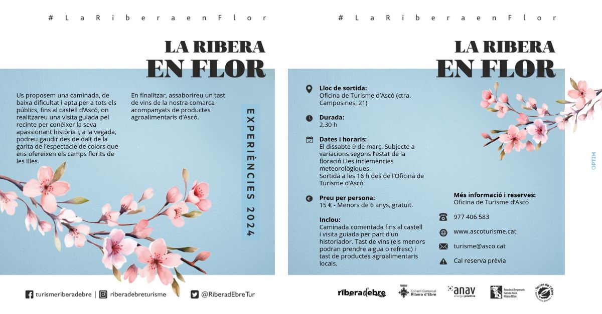 Floració des del Castell d’Ascó i tast de vins i producte local Floració des del Castell d’Ascó i tast de vins i producte local