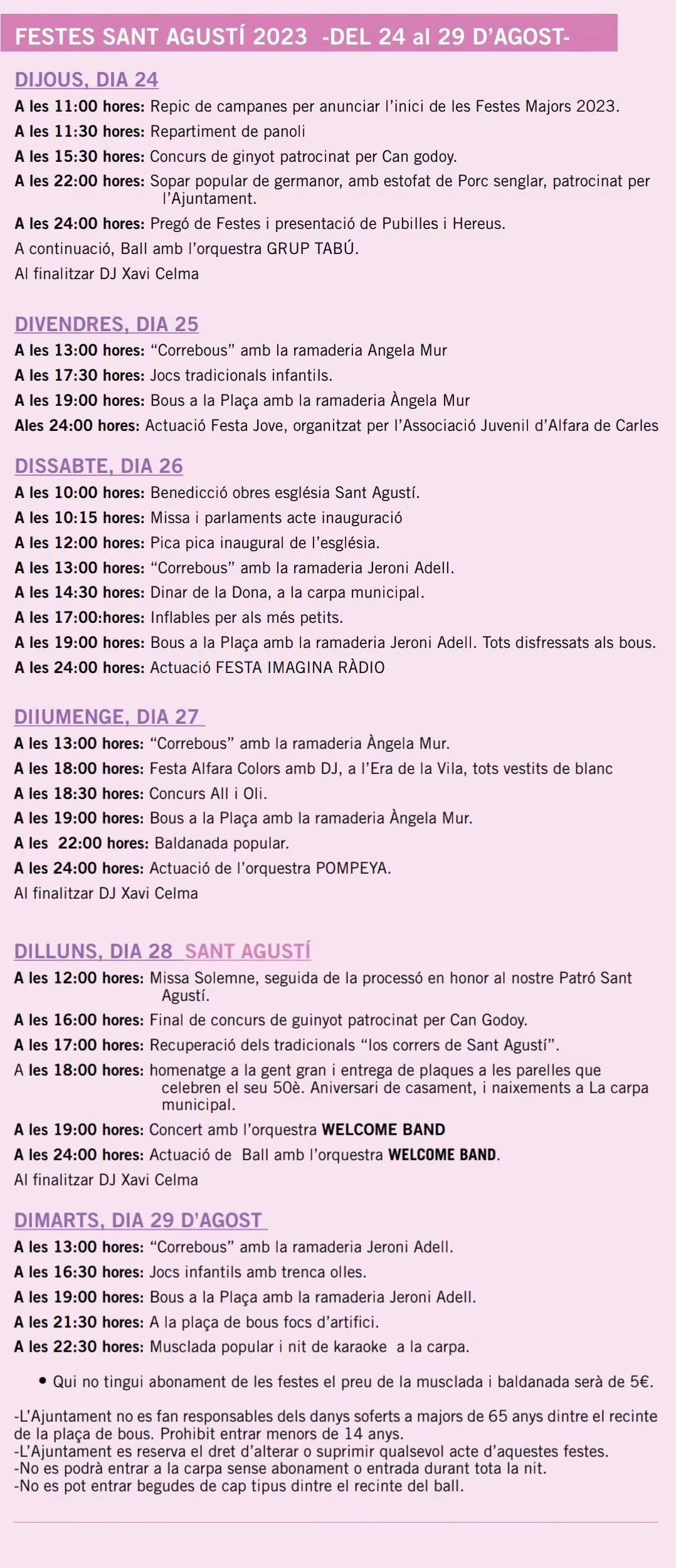 Festes de Sant Agust� d�Alfara de Carles