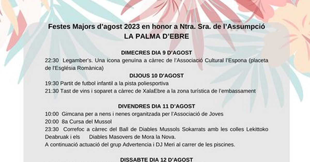 Fiesta Mayor 2023 la Palma d�Ebre
